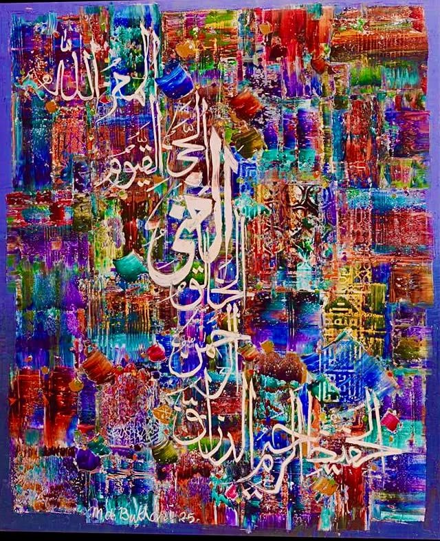 Vibrant landscape painting of Pakistani valley by M.A. Bukhari